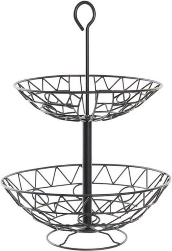 DKD Home Decor Fruitschaal - Metaal - Zwart - Rond - 28 x 28 x 40 cm