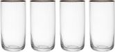 Mikasa Sorrento Verres à long drink, Set de 4, 0.51L, Bord doré