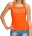Bellatio Decorations Glitter Queen Tanktop Oranje met Steentjes/Rhinestones voor Dames - Glitter Kleding/Foute Party Outfit - EK/WK / Koningsdag L