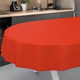 ANRO Afwasbaar tafelzeil, tuintafelkleed, voor binnen en buiten, ovaal, 240 x 140 cm, met zoom, rood