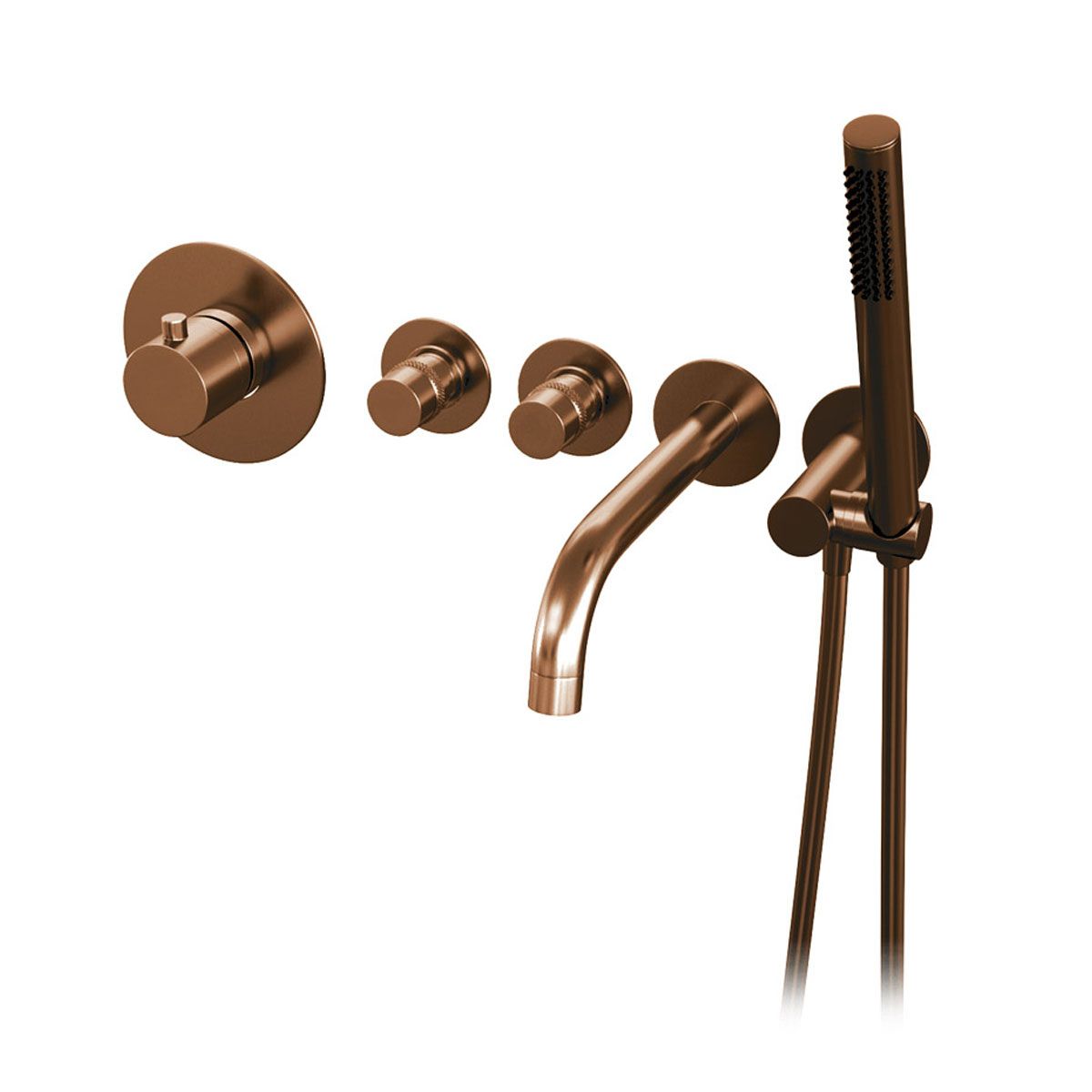 Brauer Inbouwthermostaatset Copper Incl Baduitloop en Staafhanddouche Koper