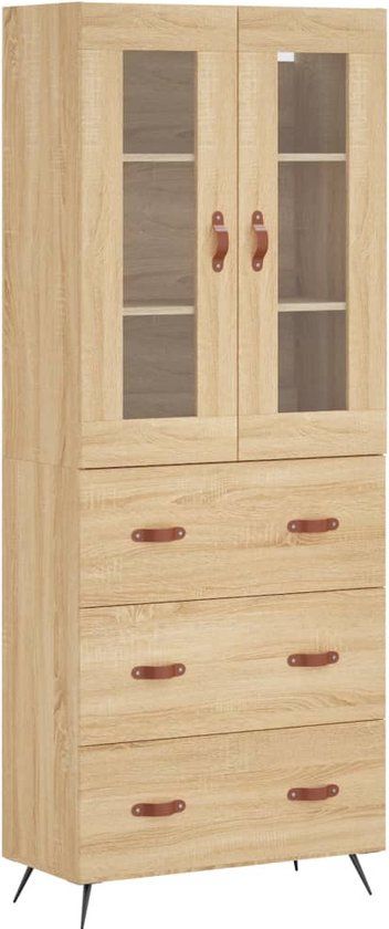 vidaXL Hoge kast 69,5x34x180 cm bewerkt hout sonoma eikenkleurig