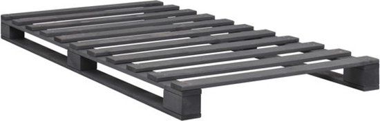 vidaXL Bedframe pallet massief grenenhout grijs 100x200 cm