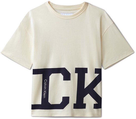 Calvin Klein T-shirt Varsity Ss Kinderen Wit Katoen Ronde hals Logo