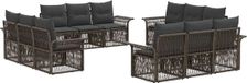 vidaXL Banc de jardin - Ensemble - 12 places assises - Gris - Polyrattan