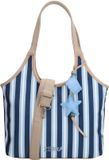 Zebra Trends Mira Shopper - Streeppatroon - Sac bandoulière - Sac à main - Sac cabas - Breloque - Poche arrière zippée - Femmes - Sac fourre-tout - Sac femme - Bleu moyen
