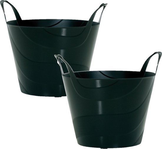 Merkloos 2x Flexibele emmer/wasmand zwart 45 liter - Prosperplast