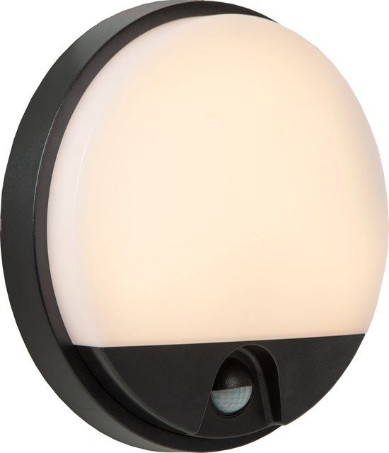 Lucide HUPS IR - Wandlamp Binnen/Buiten - Ø 21 cm - LED - 1x10W 3000K - IP54 - Bewegingssensor - Zwart