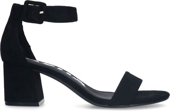 Sacha - Dames - Zwarte suède sandalen met blokhak - Maat 38