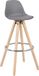 Bol Hoge Barkruk Gerardo - Zithoogte 75cm - Grijs - Set van 1 - Keuken - Barstoelen - Met rugleuning - Kunstleer - Bruin frame