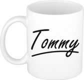 Bellatio Decorations Tommy Naam koffiemok - beker - met sierlijke letters - wit