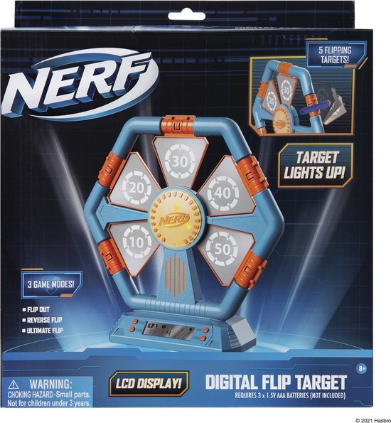 NERF NER0288 Digital Flip Target - Digitaal Doelwit met Licht, Geluid en Display, Speelgoed vanaf 8 jaar