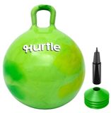 Hurtle Skippybal 50 cm Hopperbal met Stevige Handgreep, Pomp en Pionnen voor Balans, Coördinatie en Actief Binnen- en Buitenspelen, Groen Marmer