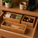 Kinvara Bestekbak/keuken organizer - 1-vaks - Tidy Smart - bamboe hout - 38 x 15 x 7 cm