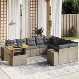Maison Exclusive - Ensemble de jardin, composé de 10 pièces avec coussins, gris, en polyrotin