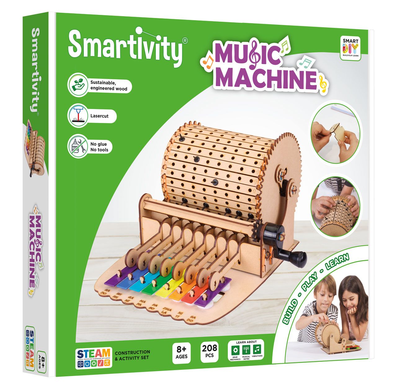 Smartivity Music Machine Building Set - Wooden Construction Toy for Kids - 208 Pieces - Ages 8+
