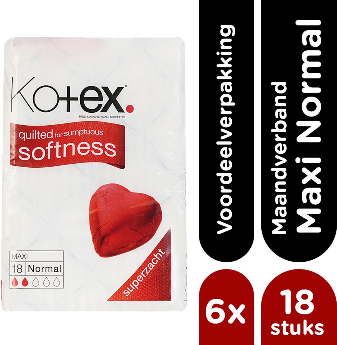 Kotex Maxi Normal 6 x 18 stuks Maandverband Voordeelverpakking