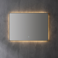 Badkamerplanet Spiegel Infinity Indirect LED verlichting met zwarte omlijsting 100 cm met Spiegelverwarming