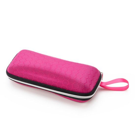 Roze brillenkoker met ritssluiting - hardcase - kunststof - unisex