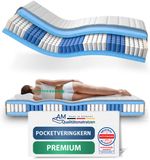 AM Qualitätsmatratzen - Hoogwaardig 7-Zone Pocketveringmatras 90x200 cm (H2) - 24 cm - Zacht - Pocketvering Matras 90 x 200 - TENCEL Lyocell tijk - ergonomisch matras