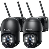 Ctronics 2.5K 4MP Buiten WiFi Beveiligingscamera PTZ IP 360° Nachtzicht in Kleur Menselijke Detectie Automatische Volging Bidirectionele Audio IP66 Waterdicht TF Kaartsleuf (2 Stuks)