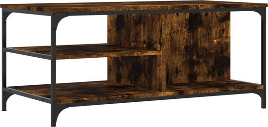 vidaXL Salontafel - 100x50x45 cm - Bewerkt Hout - Gerookt Eikenkleurig