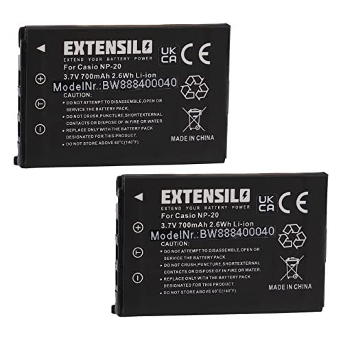EXTENSILO 2 x batterijen compatibel met BenQ DC-X720, DC-X725, DC-X735, DC-X800, DC-T800 camera, digitale reflex (700 mAh, 3,7 V, Li-Ion)