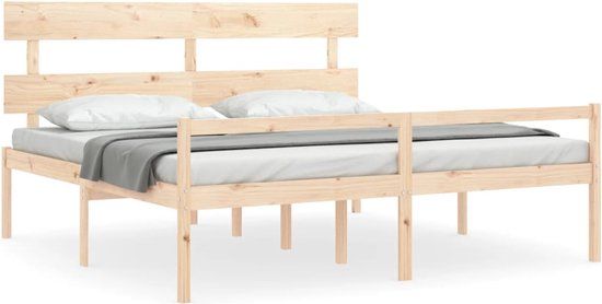 vidaXL Seniorenbed met hoofdbord massief hout Naturel 200x200 cm