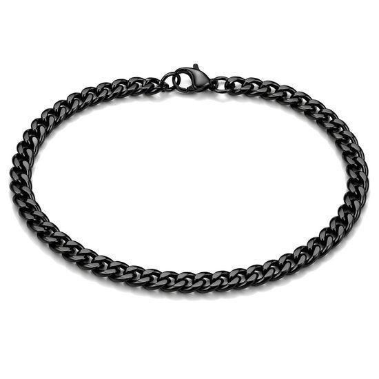 LGT JWLS Stalen heren armband Gourmet schakel Zwart 3mm-21cm