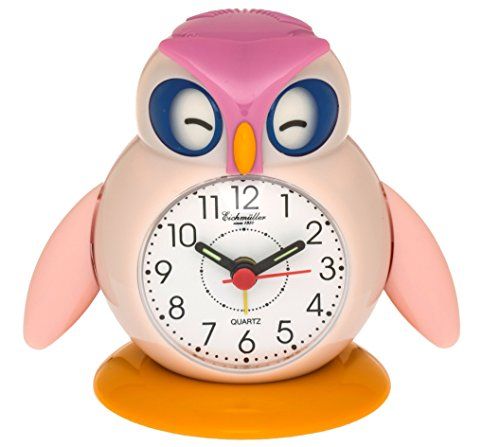 Eichmüller Kinderwekker uil roze analoge wekker met alarm snooze en licht