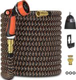 Tuyau d'arrosage extensible de 50 pieds - Pommeau de douche à 10 fonctions - Raccords en laiton (1/2" et 3/4") - Matériau tissé 3750D - Sans pli - Léger - Tuyau d'eau flexible