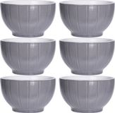 Excellent Houseware Soepkommen/serveer schaaltjes - 6x - Venice- keramiek - D14 x H8 cm - steengrijs