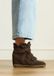 Manfield - Dames - Donkerbruine suède sneakers met sleehak - Maat 40