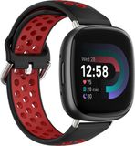 By Qubix - Sport bandje voor Fitbit Versa 3 & 4 / Sense 1 & 2 - Large - Zwart/Rood