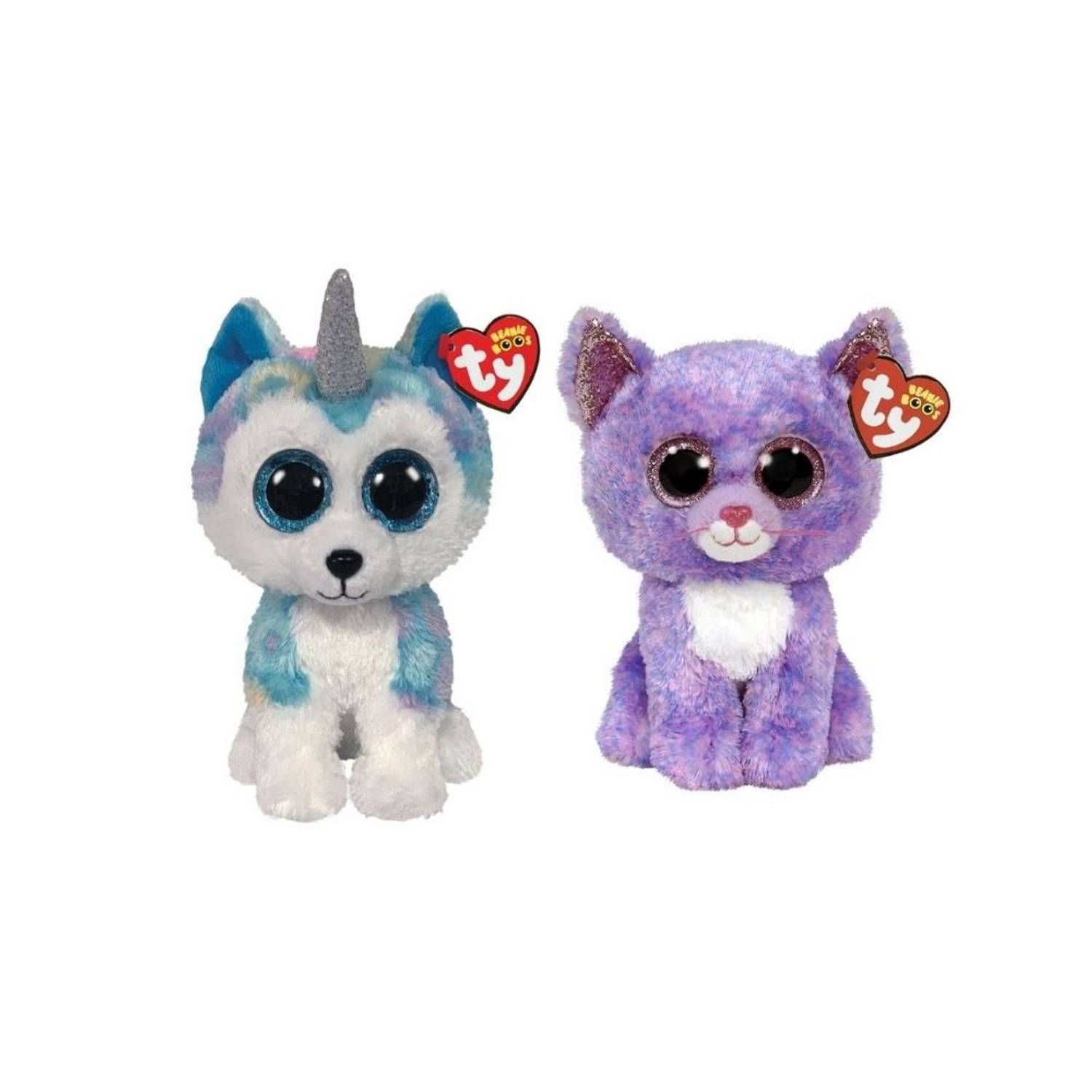 TY - Knuffel - Beanie Buddy - Helena Husky & Cassidy Cat - Meerkleurig