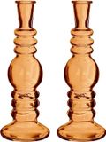 Merkloos Kaarsen kandelaar Florence - 2x - zacht oranje glas - helder - D8,5 x H23 cm