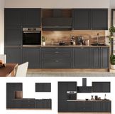 Vicco Complete keukeneenheid Fame-Line, Anthrazit-Gold Landhaus/Goudkleurig Eiken, 340 cm, WB Antraciet