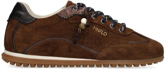 Manfield - Dames - Donkerbruine suède sneakers - Maat 38