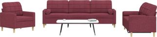 Maison Exclusive - Ensemble de canapés 3 pièces avec coussins décoratifs, tissu bordeaux