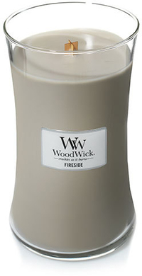 WoodWick Fireside Geurkaars - Grijs - Amber, Muskus, Vetiver - 1 stuk