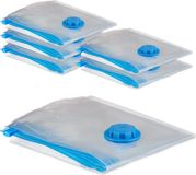 Relaxdays vacuümzakken kleding - set van 6 - 100 x 80 cm - transparant/blauw
