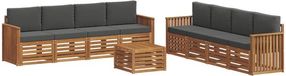 vidaXL Bank loungeset 8 zitplaatsen Natuurlijk en antraciet Acacia hout
