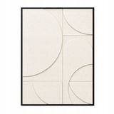 WALLARENA - Akoestisch schilderij van vilt 120x90 cm - 3D wandpaneel met lijst - minimalistische boogvormen in crème - wanddecoratie voor minder galm