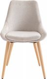 Vente-unique Set van 2 stoelen van stof en beuken - Beige - MASURIE
