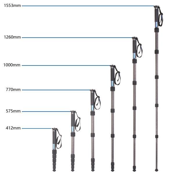 Leofoto MP-326C Carbon Fiber Monopod - Black/Blue