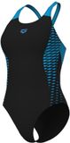 Arena Dameszwempak 1-delig met v-rug Openings zwart/turquoise