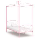 VidaXL Cadre de lit à baldaquin métal rose 90x200 cm