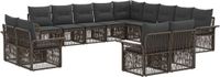 vidaXL Tuinbank - Set - 13 zitplekken - Grijs en Donkergrijs - Polyrattan