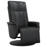 vidaXL Fauteuil verstelbaar met voetensteun kunstleer zwart