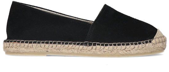 Manfield Dames Zwarte Suède Espadrilles Maat 38